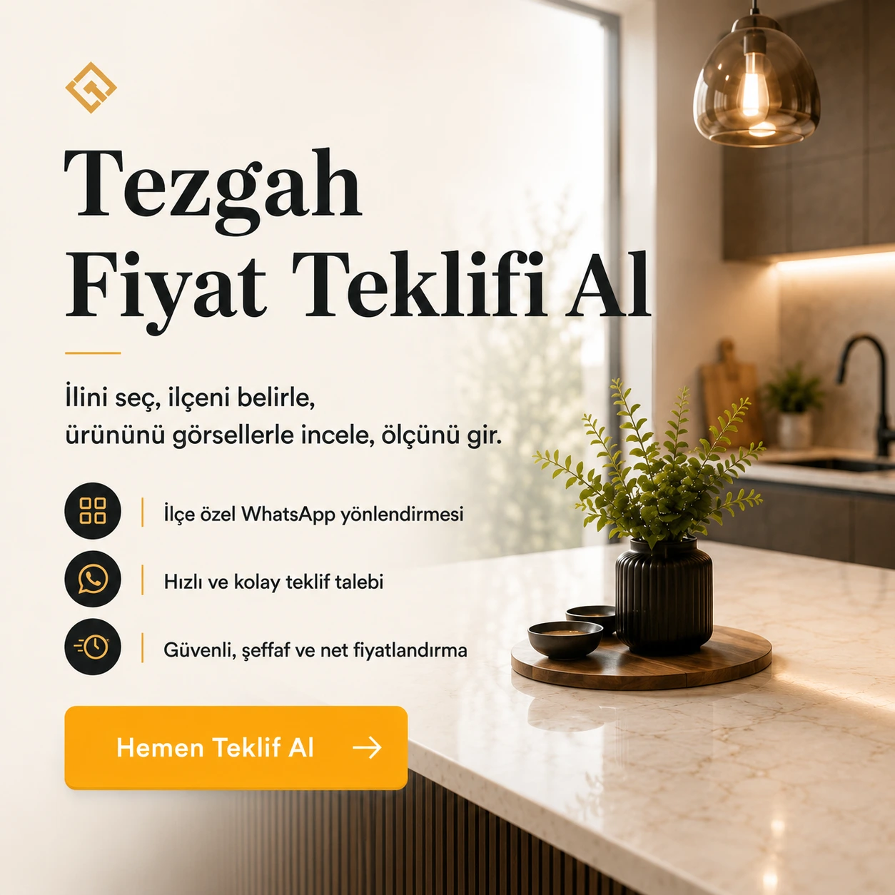 Çimstone Mutfak Tezgahı Fiyatları ve Çeşitleri Modeli - Tezfab