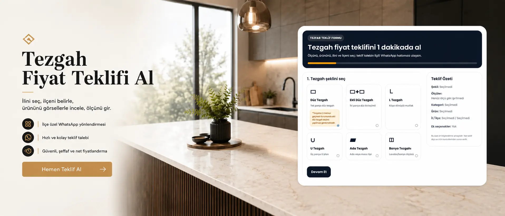 Çimstone Mutfak Tezgahı Fiyatları ve Çeşitleri Modeli - Tezfab